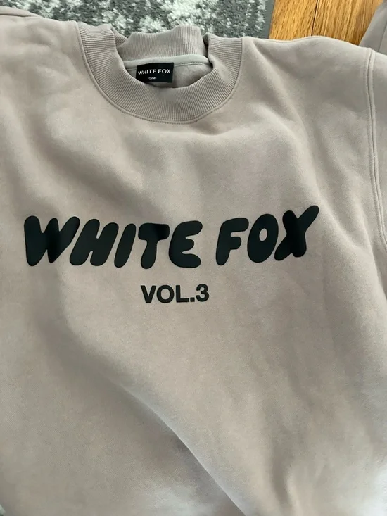 White Fox Boutique Taupe Crewneck Sweatshirt with Black Logo - Picture 2 of 4